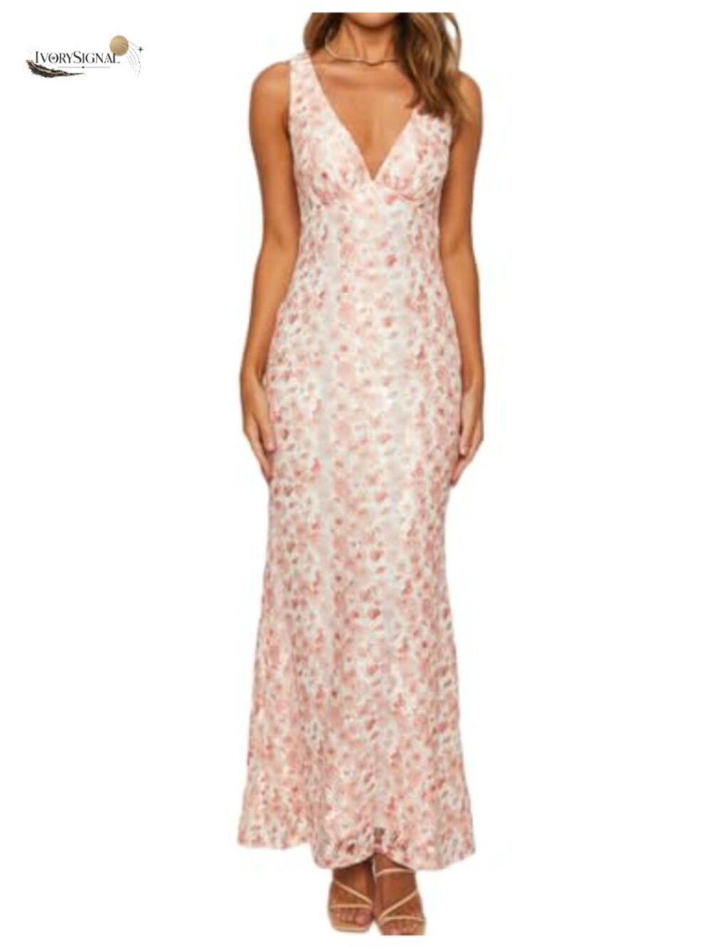 Elegant Lace Floral V Neck Backless Bodycon Maxi Dress